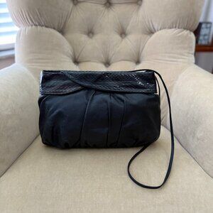 VTG Auth VENETTO Genuine Snake & Leather Large Convertible Shoulder Clutch Bag